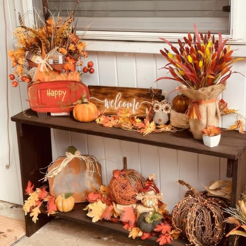 Autumn Fall Dried Flower Bouquet - 94 Pcs Harvest Themed Decor for Thanksgiving & Halloween