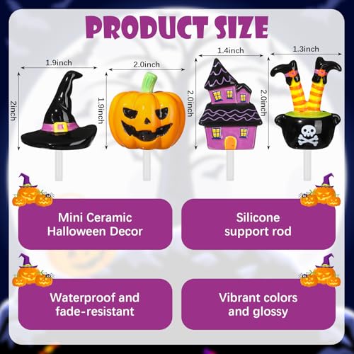 Halloween Ceramic Plate Decor Set - Hand-Painted Mini Figurines - Variation: Halloween