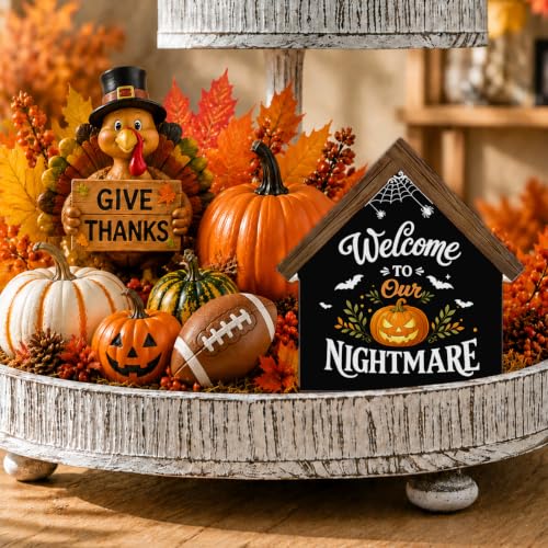 Spooky Pumpkin Wooden House Sign - Nightmare Halloween Home Decor
