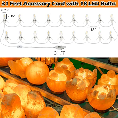 18 LED Bulb Christmas Village Light Cord with Switch & Fuses - 31ft C7 String Lights