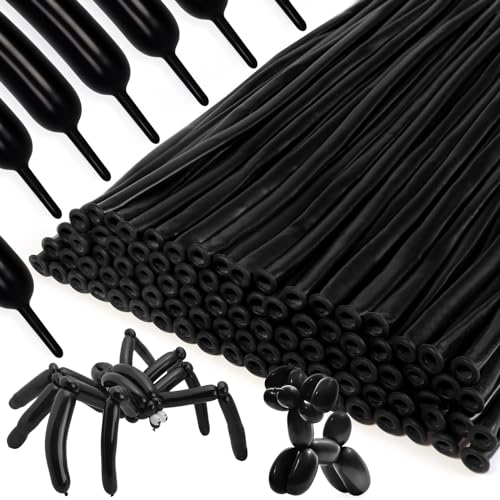 Black Latex Balloon Set - 100 Long Balloons for DIY Animal Models & Decorations