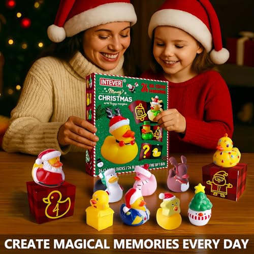 Intever Advent Calendar Christmas 2026 - 24 Days of Surprise Rubber Ducks - Holiday Countdown