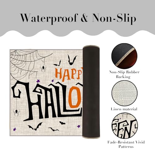 Halloween Kitchen Mat Set of 2 Non-Slip Washable Floor Rugs Ghost Pumpkin Decor
