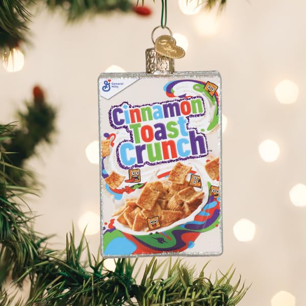 Christmas Glass Blown Ornament - Cinnamon Toast Crunch Cereal Box Holiday Decoration