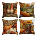 14x14 Fall Pillow Covers Set of 4 Farmhouse Thanksgiving Pumpkins Sunflowers Autumn Leaves Gnome Decor - A-fall 32