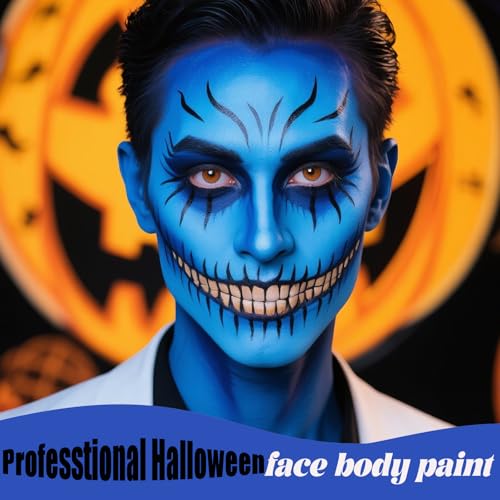 Blue Water-Based Face & Body Paint 30ml for Halloween & Cosplay - Vegan, Washable