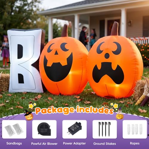 Halloween 6ft Pumpkin Inflatable Decoration - Boo Pumpkin Variation