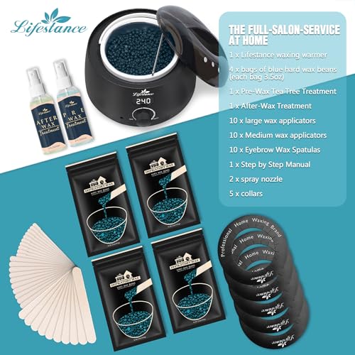 LCD Black Waxing Kit with Digital Wax Warmer & Accessories - Women & Men