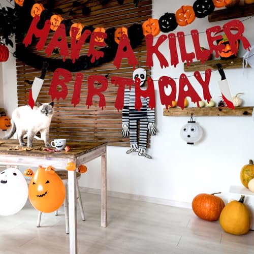 Bloody Zombie Birthday Banner - Red Horror Party Decorations