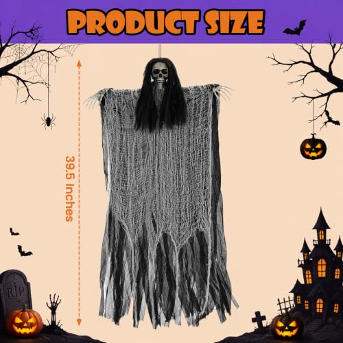 Halloween Hanging Ghost Decorations 39.5 Inches - Spooky Yard & Indoor Decor 3 Pack