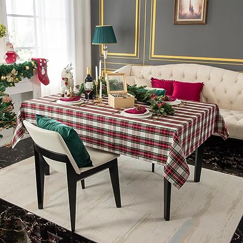 Christmas Waterproof Rectangle Tablecloth 60x84 Inch - White, Spill-Proof, Holiday Decor