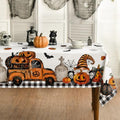 Halloween Tablecloth 60 x 84 Inch Rectangular Ghost Pumpkin Orange - Durable Polyester