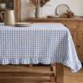 Horaldaily Blue Gingham Ruffled Table Cloth - 60x140 Inch Rectangular Home Decor