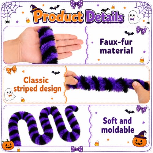 Black Purple Striped Plush Sandworm Tree Garland - Halloween Christmas Decor
