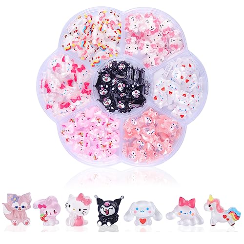 Multicolor 7 Styles Nail Charms Set - 140 Resin 3D Slime Nail Art Decorations