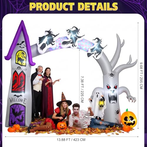 14FT x 10FT Halloween Inflatable Archway with LED Lights - Outdoor Decor
