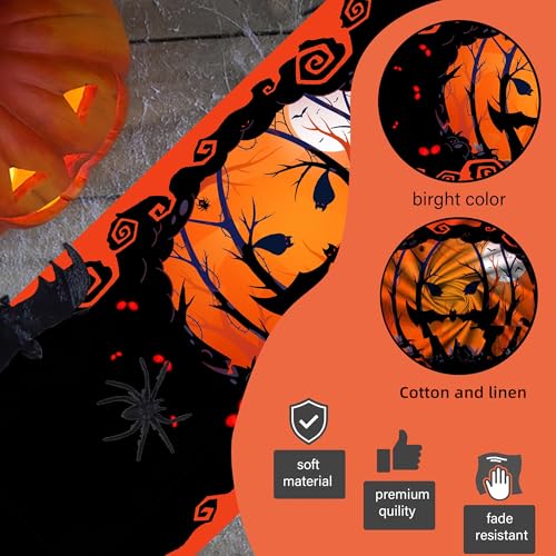 Halloween Bat Castle Cat Tree Table Runner - Black, 13x72 Inches