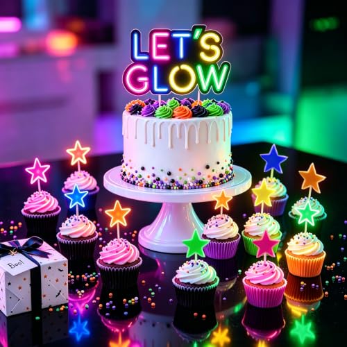 Neon Party Decorations Kit with Balloon Arch Banner Backdrop and UV Balloons
