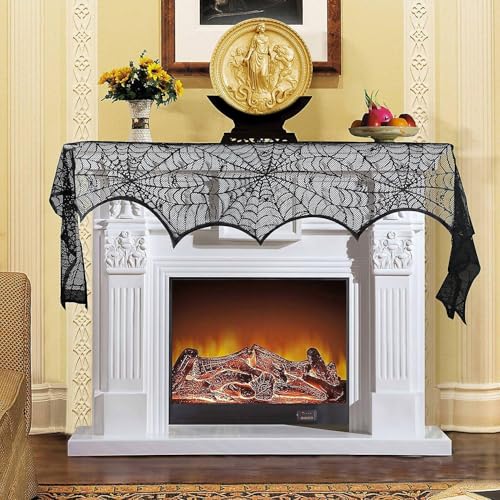 Halloween Decorations Set with Spider Webs, Bat Wall Stickers & Table Covers - 63 Pieces