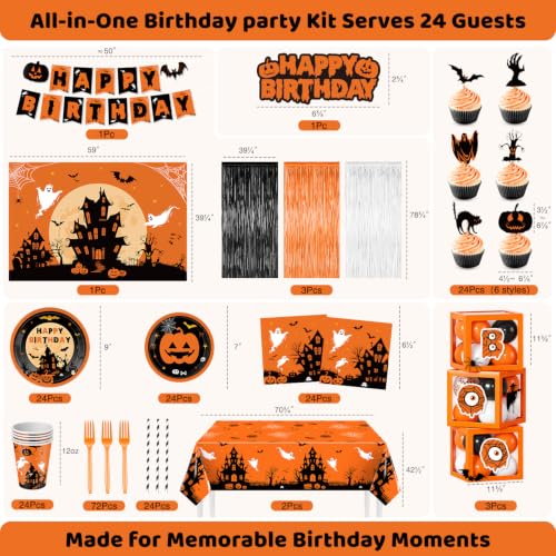 Halloween Party Decorations Kit for 24 Guests Balloon & Tableware Set