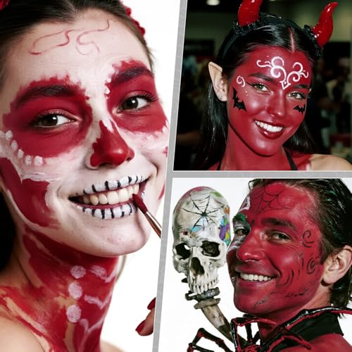 Water Based Red Face Paint for Halloween - Vibrant & Fast-Drying 1.06 oz - Variation: Red