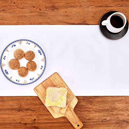 White Linen Farmhouse Table Runner 14 x 48 Inch Waterproof Decor for Dining & Weddings