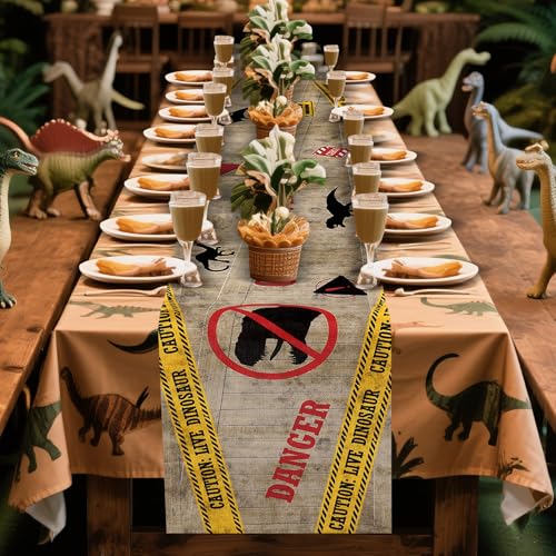Dinosaur Party Table Runner - Prehistoric Birthday Decorations, 12x72 Inches - Variation of THIS listing
