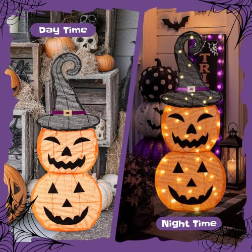 36-Inch Lighted Halloween Pumpkin Decorations with 36 LEDs - Pumpkin Variation