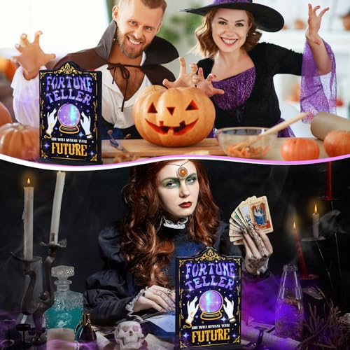 Halloween Fortune Teller LED Tabletop Sign - Spooky Gothic Decor with Blue Glow