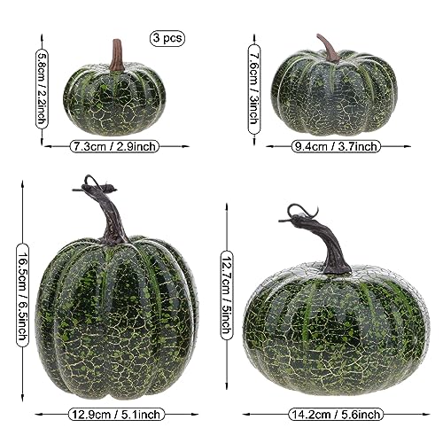 Green Artificial Foam Pumpkins for Halloween & Fall Decorations - 6 Pack