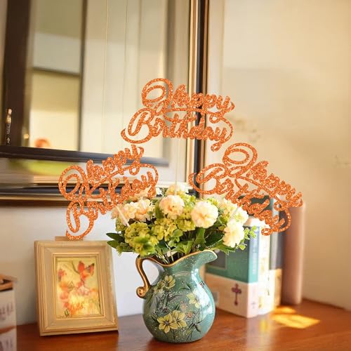 Ephlyn 12Pcs Happy Birthday Centerpiece Sticks Orange Party Decorations