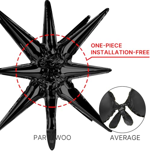 Black Star Spike Balloons 2pcs - 42 Inch Foil Explosion Mylar Party Balloons