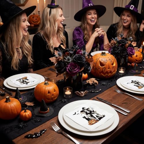 Elegant Witch Halloween Napkins - 25 Pack, 5x5 Inch, Chic Table Decor