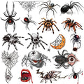 Halloween Temporary Spider Tattoos for Kids & Adults - 12 Sheets Body Art