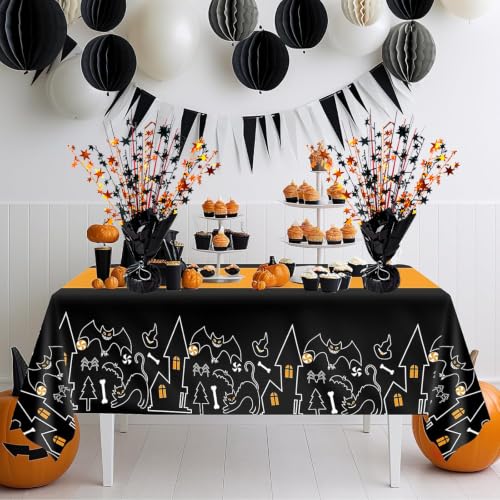 Halloween Fall Table Decoration Centerpiece Set - Black Orange Red Variation
