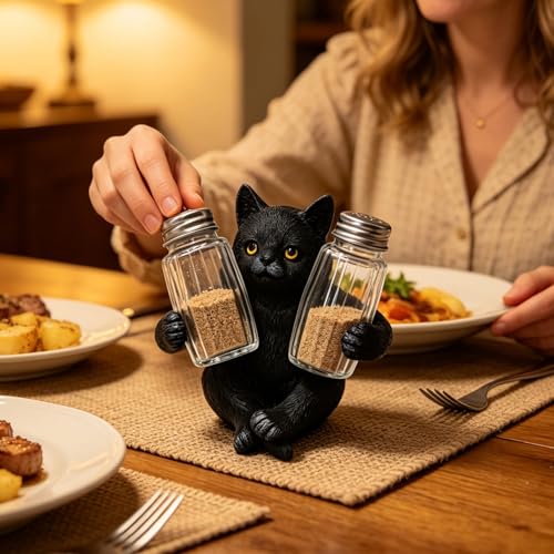 Black Cat Salt and Pepper Shakers Set Halloween Kitchen Decor - Variation of THIS listing