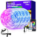 Outdoor Waterproof LED Strip Lights 400ft with App & Remote Control, Music Sync IP68 for Patio, Garden, Halloween