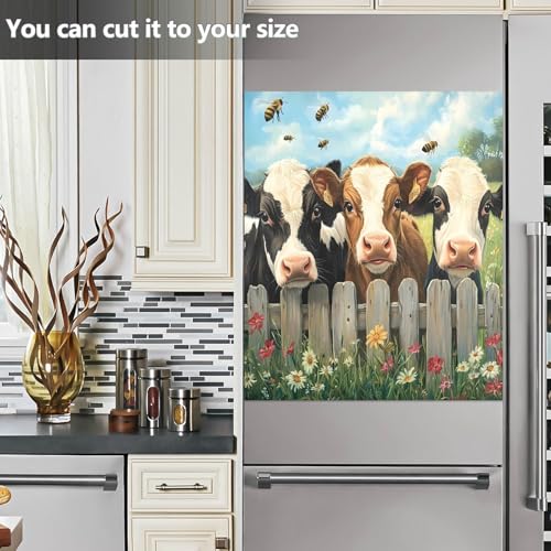 Farm Cows Bees Flowers Dishwasher Magnet Cover Front Door - 23x26 in