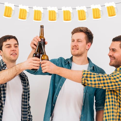 Beer Banner Party Decorations - Beer Mug Banner for Men’s Birthday Yellow
