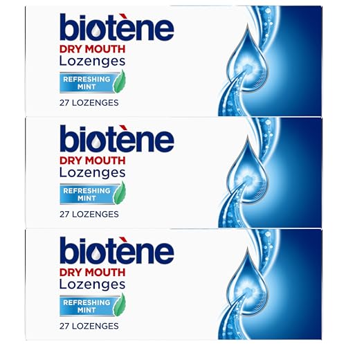 Biotene Dry Mouth Lozenges for Dry Mouth and Fresh Breath, Dry Mouth Relief and Breath Freshener, Refreshing Mint - 27 Count (Pack of 3)