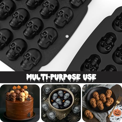 Silicone Skull Mold 20-Cavity Halloween Chocolate Candy Jelly Cake Decor Ice Soap