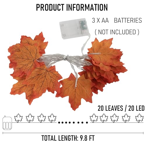6 Pack Thanksgiving Maple Leaf String Lights - 60FT Indoor Outdoor Fall Decor