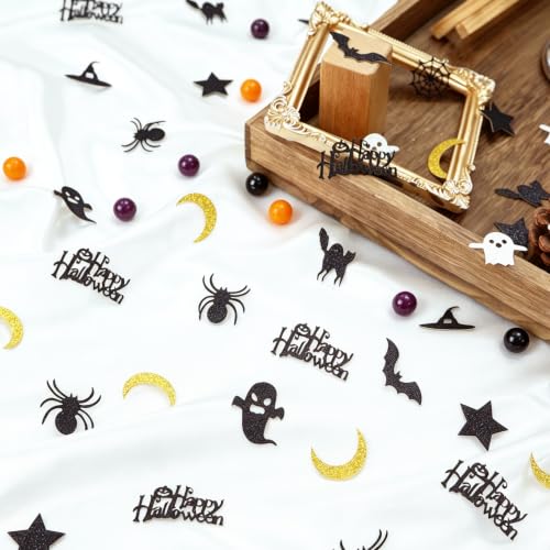 Halloween Confetti for Tables - Spooky Happy Halloween Decorations - Black 2