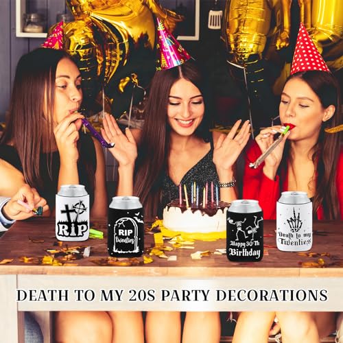 Gothic 24-Pack Death to My Twenties Can Coolers, 30th Birthday Skull RIP