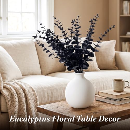 Artificial Eucalyptus Stems - Black Faux Leaves for Home Decor & Events