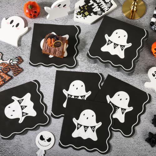 Halloween Ghost Boo Paper Napkins 6.5 Inch - Spooky Party Disposable Tableware