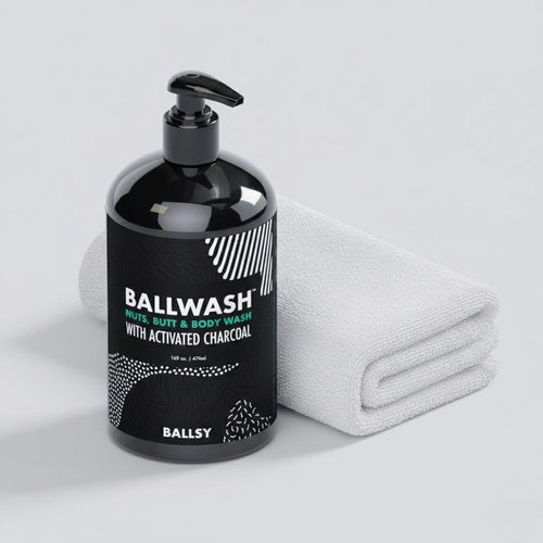 Ballsy Ballwash Charcoal Body Wash for Men - Moisturizing Men’s Bodywash with Coconut Oil – Soap for Men & Great for your Most Intimate Areas, 16 Oz