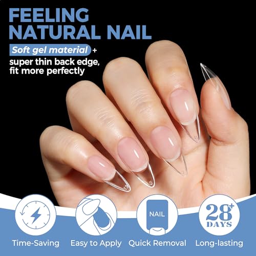 Medium Stiletto Gel Nail Tips - Full Cover 216PCS, Deep Frosted Design