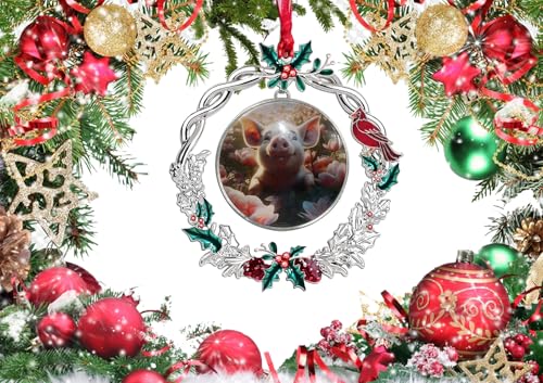 Cute Pig Christmas Ornament - Festive Glass Holiday Decor for Tree & Wreath