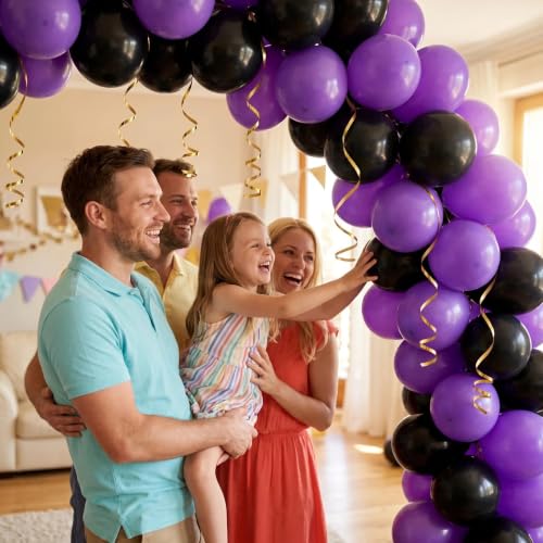 Purple and Black 80pcs 10-Inch Latex Balloons for Halloween Party Decorations